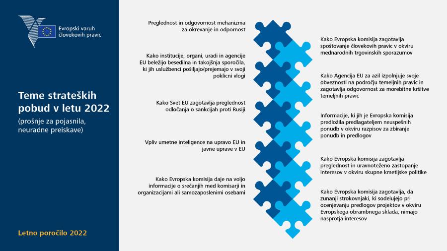 Teme strateških pobud v letu&nbsp;2022 (prošnje za pojasnila, neuradne preiskave)