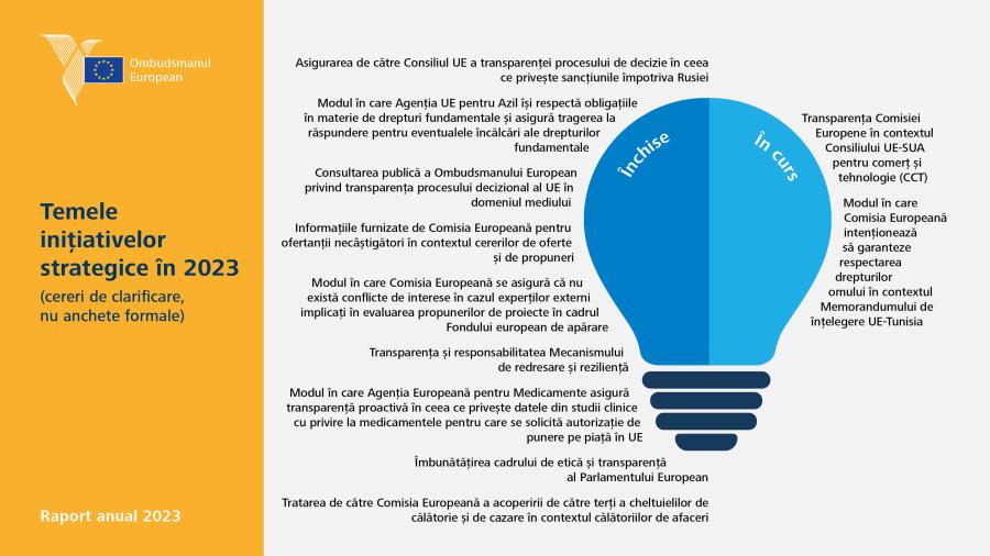 Temele inițiativelor strategice în 2023 (cereri de clarificare, nu anchete formale)