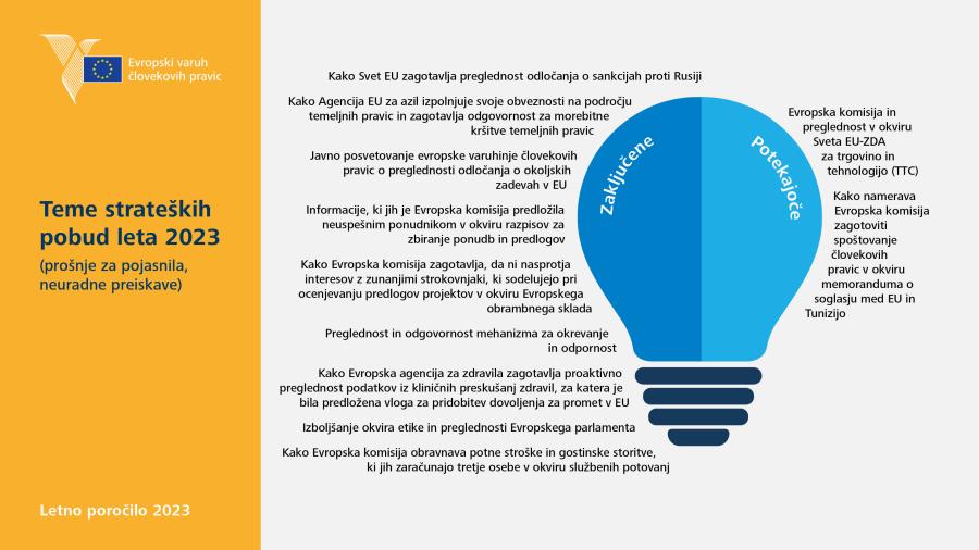 Teme strateških pobud leta&nbsp;2023 (prošnje za pojasnila, neuradne preiskave)
