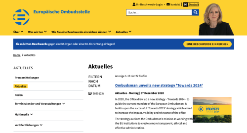 Abschnitt „Aktuelles“