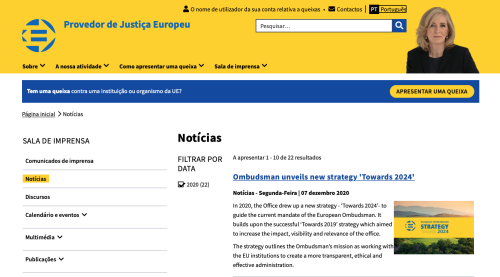 Secção de notícias