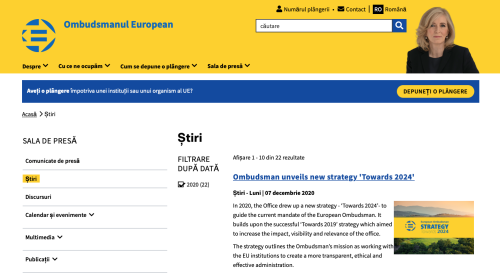 Secțiunea de știri